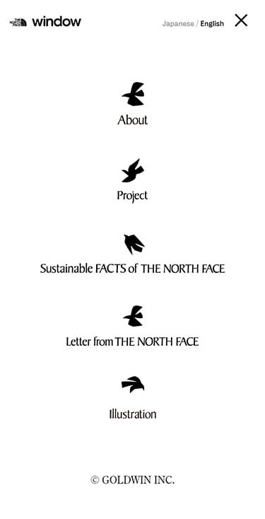 THE NORTH FACE | Window メニュー