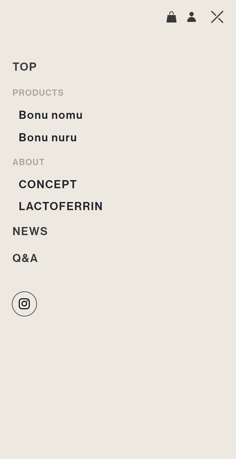 Bonu | ボニュー公式オンラインストア スマホ版 メニュー