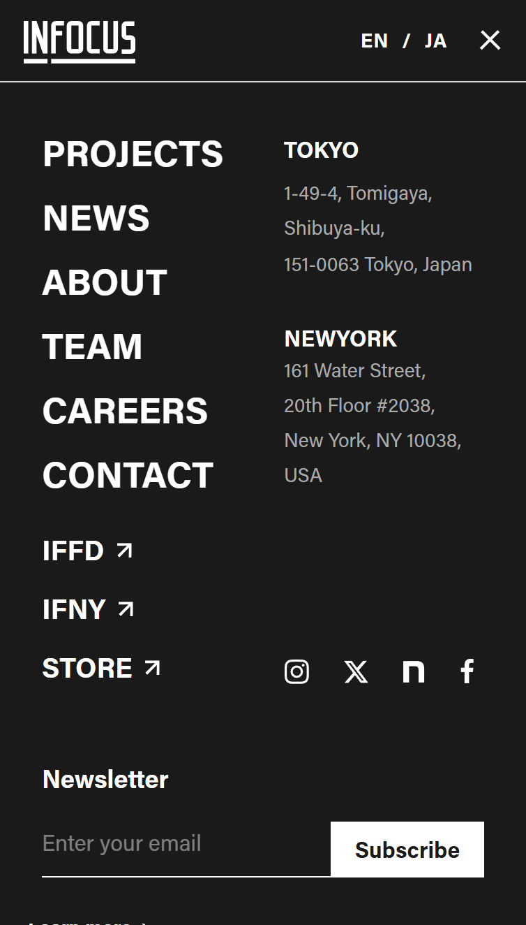 IN FOCUS INC スマホ版 メニュー