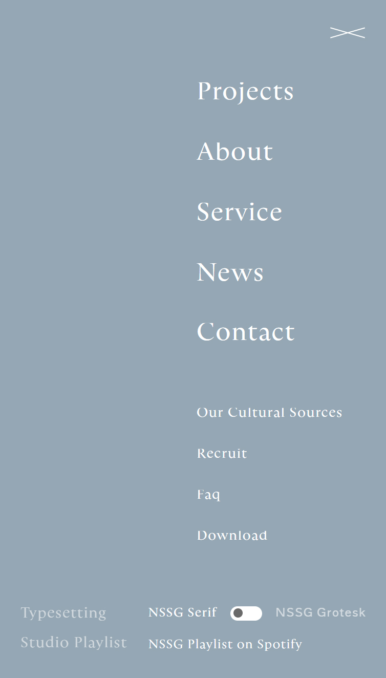 NSSG スマホ版 メニュー