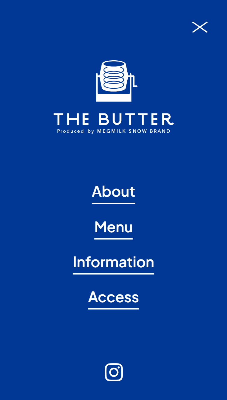 THE BUTTER - Produced by MEGMILK SNOW BRAND スマホ版 メニュー