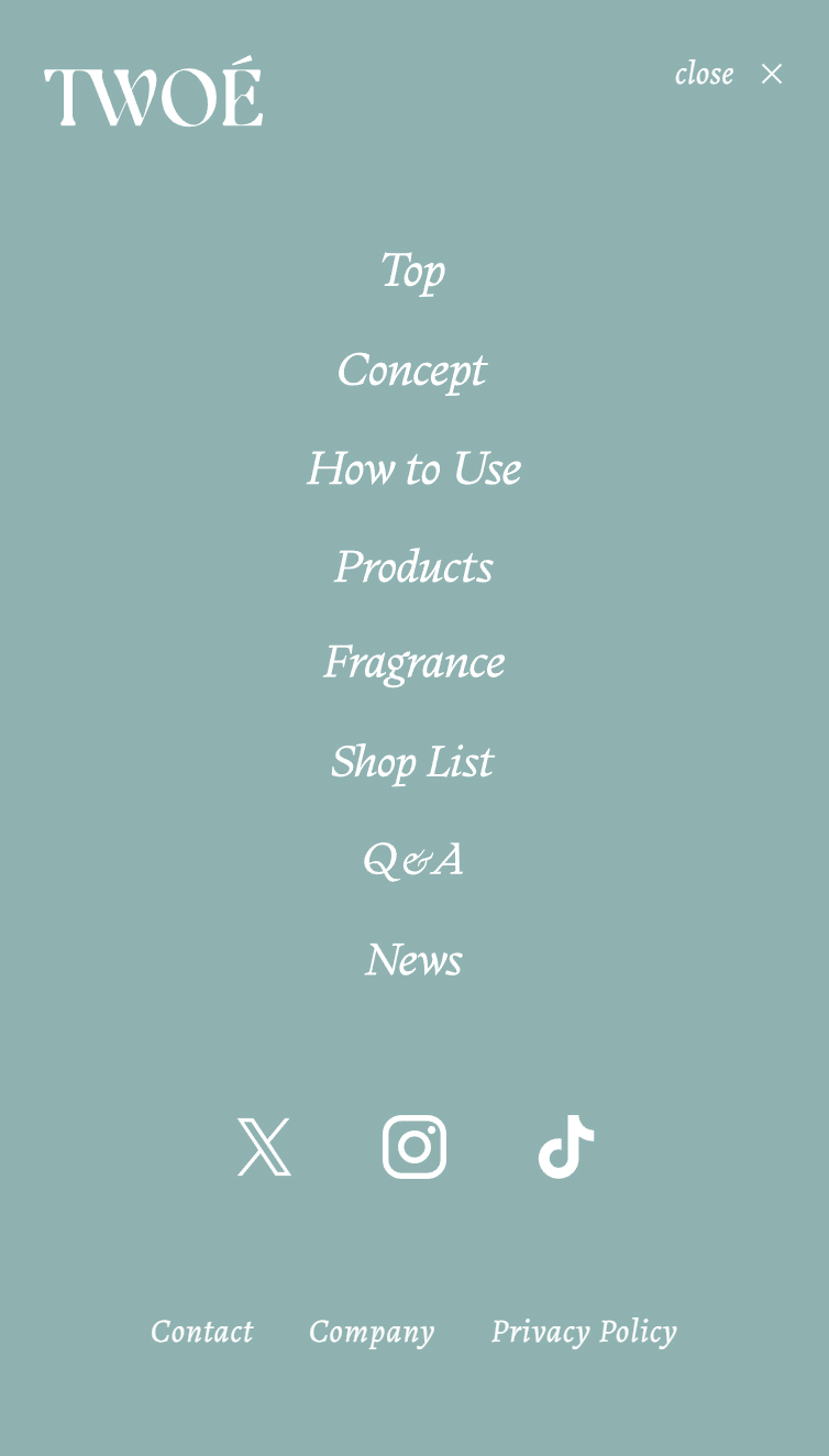 TWOÉ公式サイト | 2ステップトリートメント スマホ版 メニュー