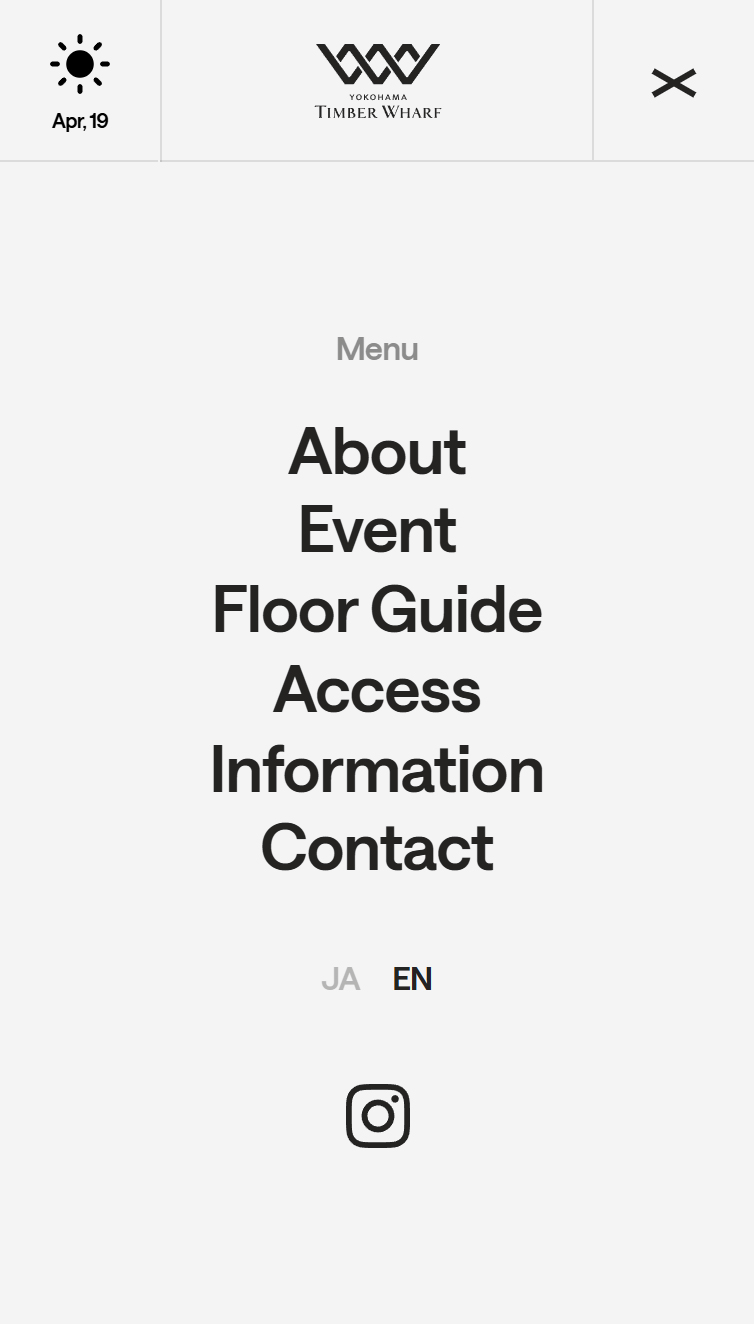 横浜ティンバーワーフ スマホ版 メニュー